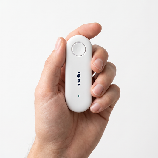 Revella Air held in one hand to show its size